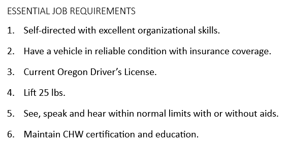 Job requirements to list in your job description